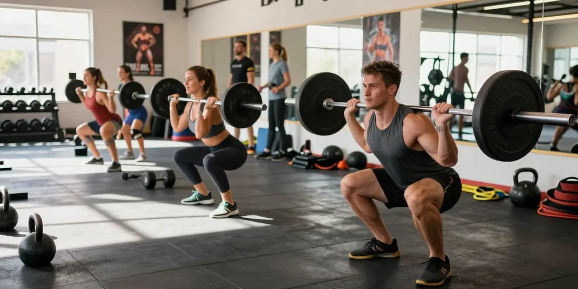 Bodybuilders training in a vibrant fitness studio highlighting the Anabolika Shop's dedication to muscle growth.