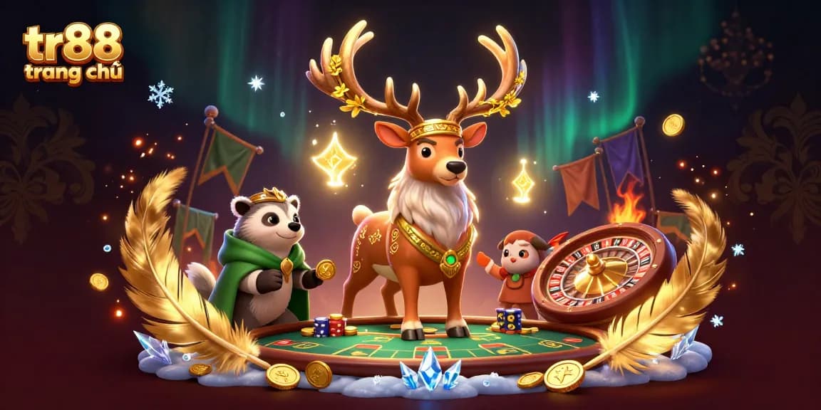 Experience excitement at tr88 trang chủ with this vibrant illustration showcasing live casino elements and magical characters.