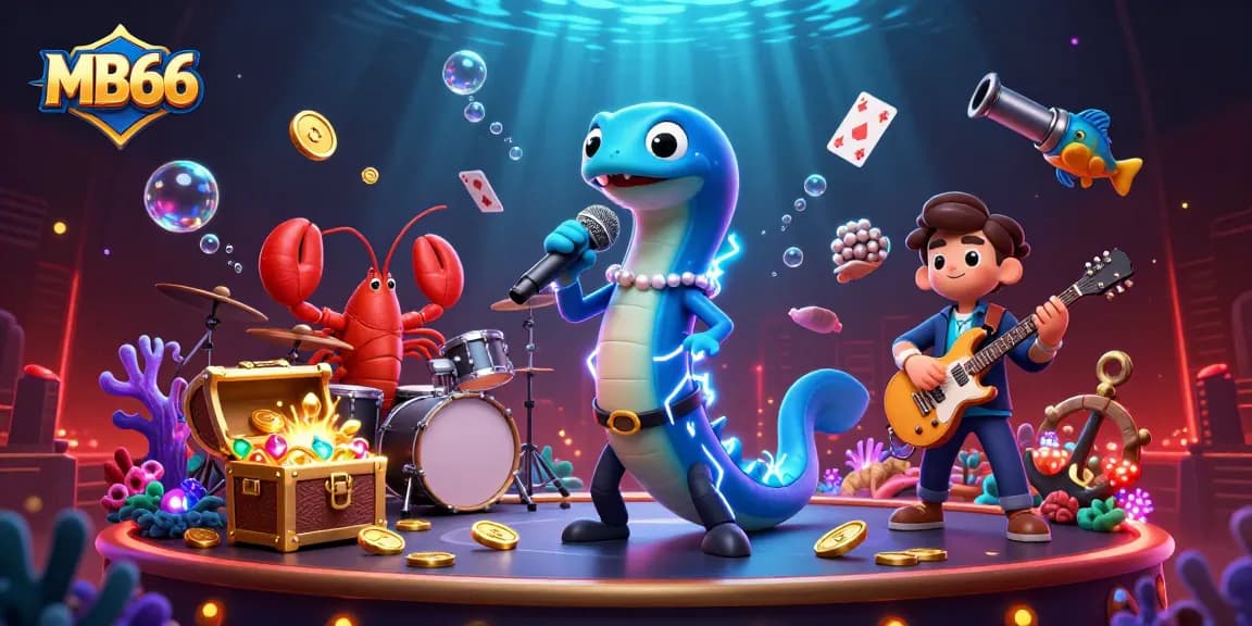 Experience the excitement of MB66 with vibrant underwater casino battles featuring lively characters.