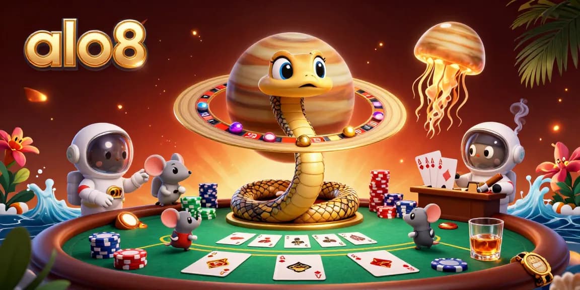 Place bets on the vibrant alo8 casino scene featuring playful astronauts and engaging elements.