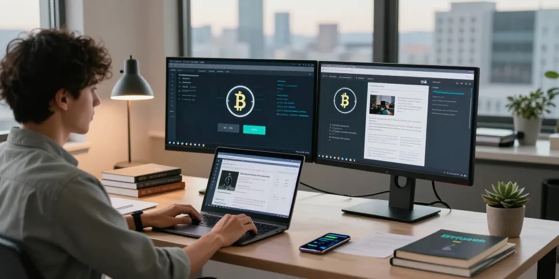 Recover lost crypto in a modern office setup showcasing digital recovery techniques.