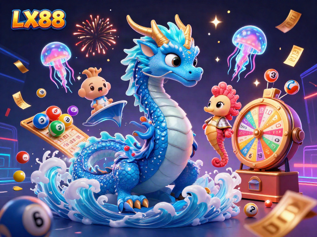 Join the excitement with LX88 as the dragon, seahorse knight, and jellyfish illuminate lottery winnings.