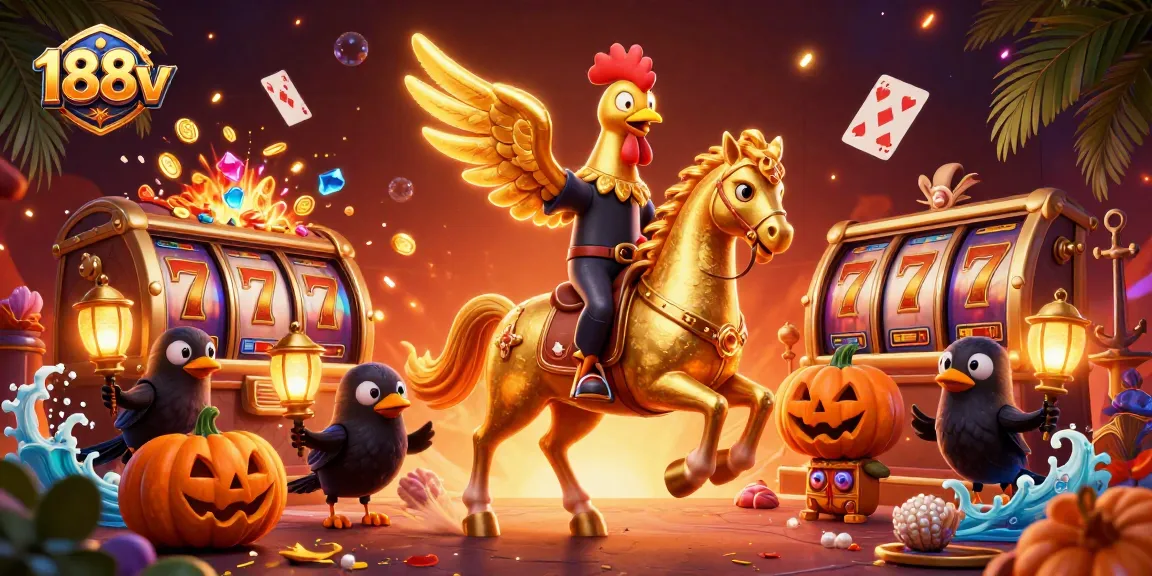 Experience thrilling moments at 188v with golden rooster characters in a dynamic casino scene.