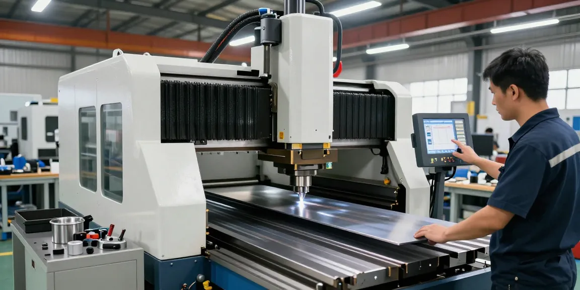 Hydraulic CNC press brake machine for precision metal bending in an advanced manufacturing facility, utilizing innovative technology.