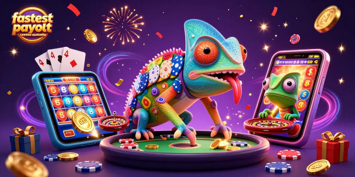 Experience the excitement of fastest payout casinos Australia with colorful slot games, golden coins, and vibrant casino elements.