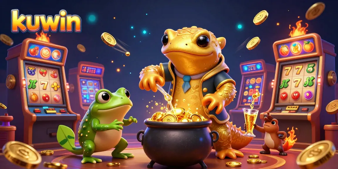 Kuwin enhances casino excitement with dynamic illustrations featuring golden alchemy and gaming elements.