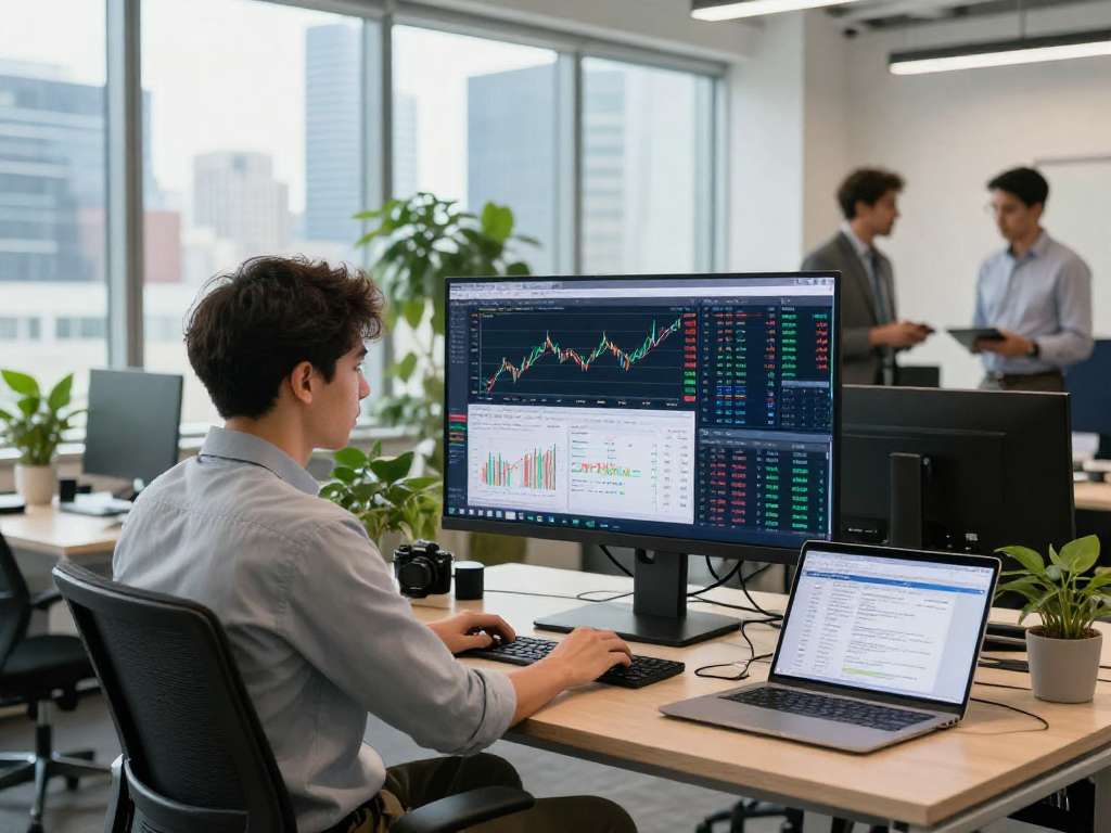 实时市场数据分析和TOPIX指数报价API的现代金融办公室场景