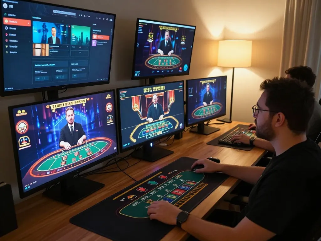 Engaging online gaming experience at XX88 TODAY with multiple screens showing blackjack gameplay and sports betting apps