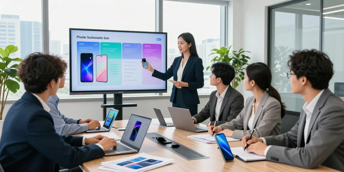 Business mobile comparison UK team collaboration in modern office setting