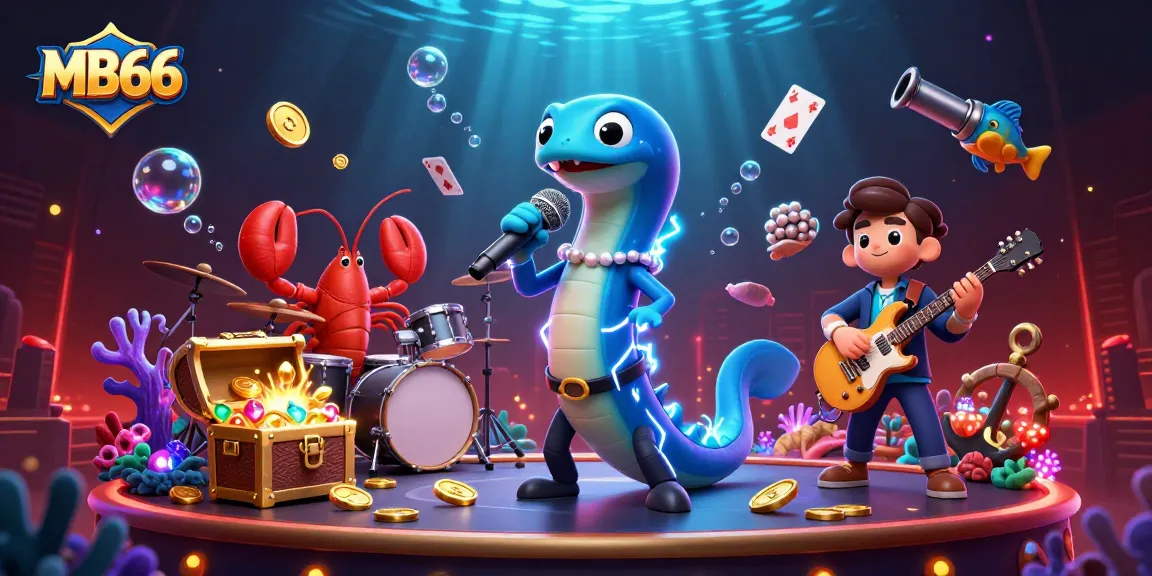 Experience the excitement of MB66 with vibrant underwater casino battles featuring lively characters.