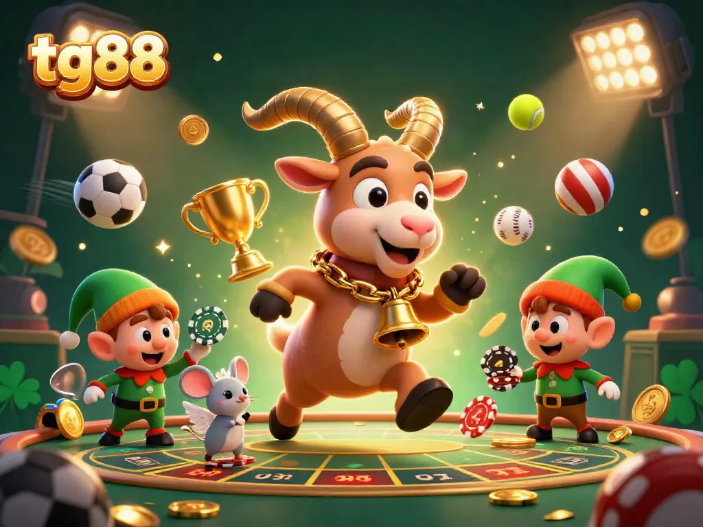 Experience the thrilling world of tg88 with Krampus and festive characters in a vibrant casino scene.