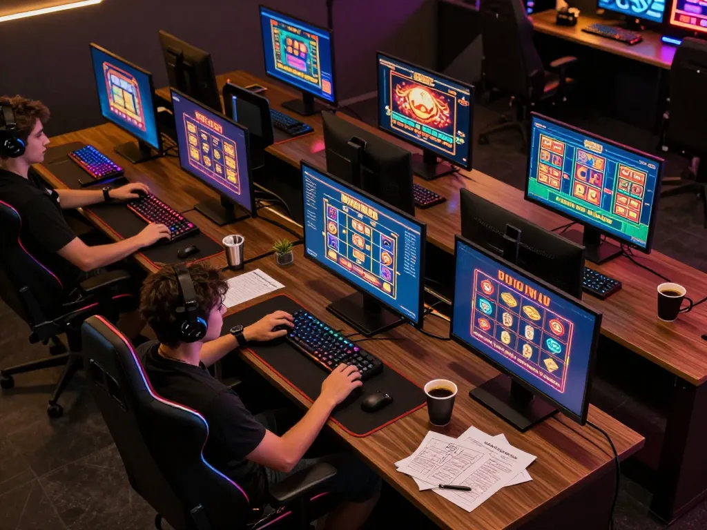 Engaging online gaming scene at rr88 with multiple screens showcasing thrilling casino games.