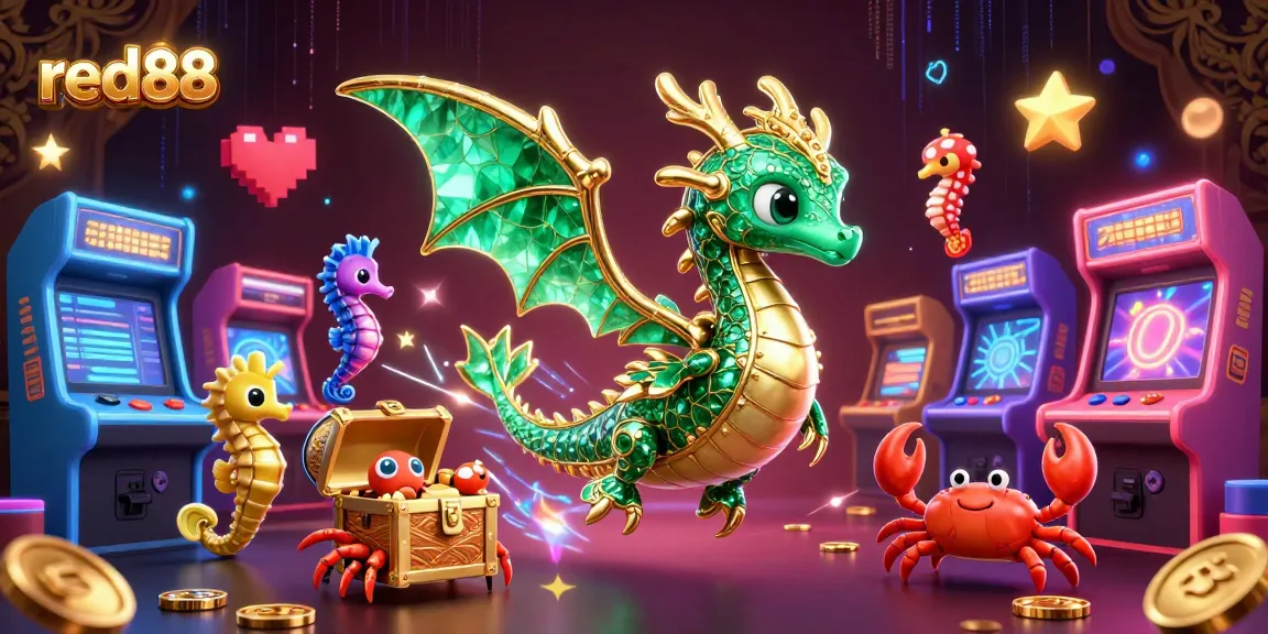 Engage with exciting games at red88, featuring vibrant dragon and casino-themed elements.