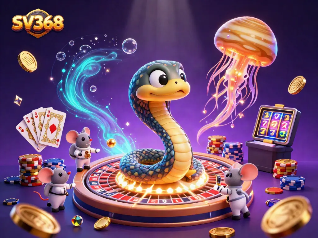 Experience SV368's dynamic roulette game with astronaut mice placing bets and galactic visuals.