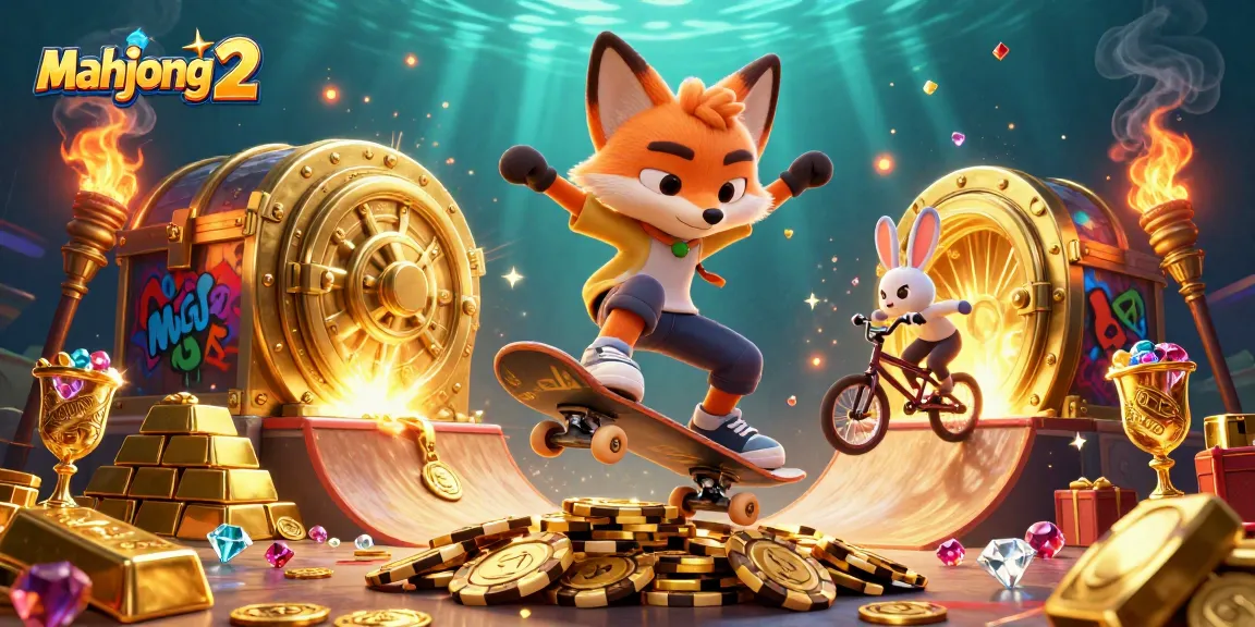 Experience the thrill of mahjong 2 with vibrant 3D characters and casino treasures.